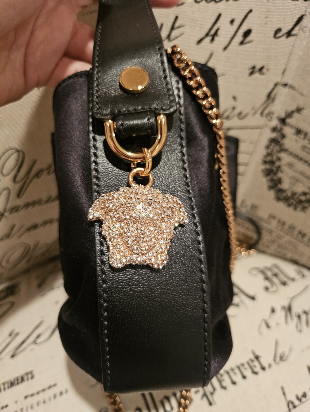 Versace Medusa Charm Evening Satin Hobo Crossbody Top Handle Bag - Picture 7 of 14